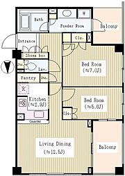 ガーデンコートＴ 503 5階2LDKの間取り