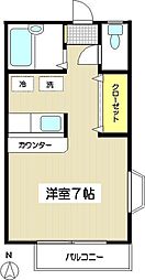 リビオンハイム ワンルームの間取図画像