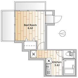 東急目黒線 武蔵小山駅 徒歩11分の賃貸マンション 3階1Kの間取り