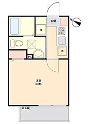 しずくblanc 1Kの間取図画像