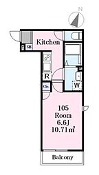 J-Maison淵野辺 1Kの間取図画像