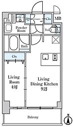 ディームス東陽町2 1LDKの間取図画像