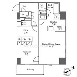 品川タワーレジデンス 22階1SLDKの間取り