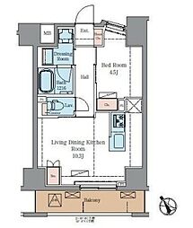 ラグゼナ北千住II 5階1LDKの間取り