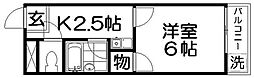 オスカー香里 1Kの間取図画像