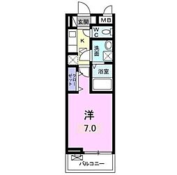 ベルオーブ 1Kの間取図画像