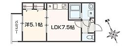 MELLAS武蔵境 1LDKの間取図画像