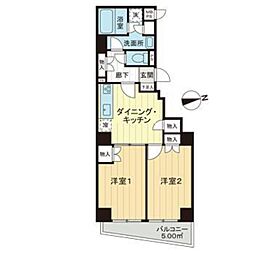 ライオンズマンション浅草言問橋 2DKの間取図画像