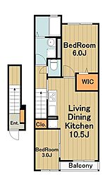 ガーデンフォレスト 2階1LDKの間取り