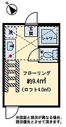 フェリスウイング 1階ワンルームの間取り