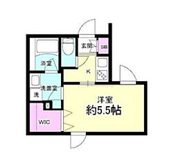 ザ・マークス品川旗の台 1Kの間取図画像