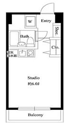 クレセントコート柏 ワンルームの間取図画像