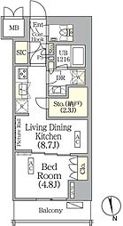 ザ・パークハビオ神楽坂レジデンスサウス 6階1LDKの間取り