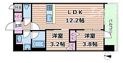 スプランディッド大阪EAST 2LDKの間取図画像