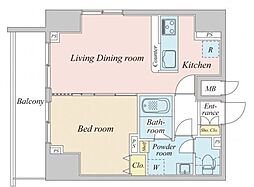 プラウドフラット神楽坂2 1LDKの間取図画像
