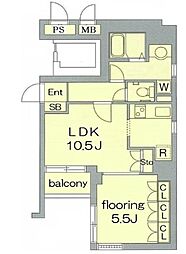 グランヴァン水天宮II 4階1LDKの間取り