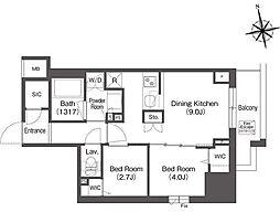 コンフォリア東上野 5階2DKの間取り