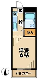 青木葉センタービル 2階1Kの間取り