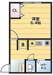 CITY STAGE 平和台 2階1Kの間取り