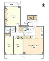 コンフォリア竹ノ塚イースト 11階3LDKの間取り