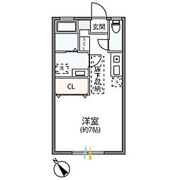 ペリセ 1階ワンルームの間取り
