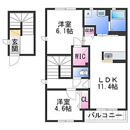 ルミナス榎原 2LDKの間取図画像