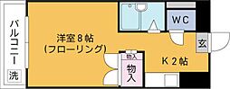 ＰＬＥＡＳＴ原町 3階ワンルームの間取り