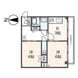 フラッツ奥沢 2階2Kの間取り