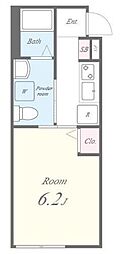 Ft-KAMOI flat(エフティカモイフラット) 1Kの間取図画像