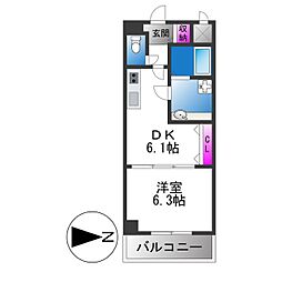 ルミエール・フジ 1DKの間取図画像