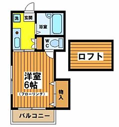 パインウッドP-2 ワンルームの間取図画像
