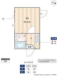 エスポワール亀有 1Kの間取図画像