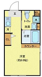 JR京浜東北・根岸線 東十条駅 徒歩3分の賃貸マンション 2階ワンルームの間取り