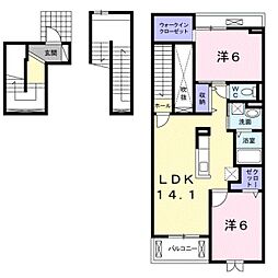 ケーズコートオーシャンヴィレッジ 2LDKの間取図画像