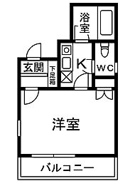 シャルマンフジ諏訪の森 1Kの間取図画像