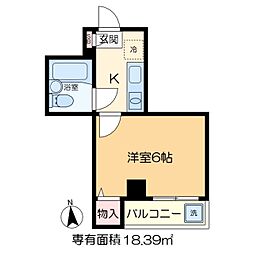 中島マンション 1Kの間取図画像