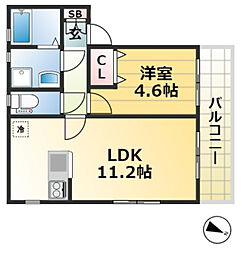JR東海道・山陽本線 神戸駅 徒歩23分の賃貸アパート 2階1LDKの間取り