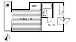 ブランドール小日向I 2階1DKの間取り