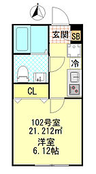 CFジオーレ町屋 1階1Kの間取り