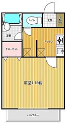 プレド・ラ・ガール 1階1Kの間取り