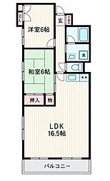 鷺沼ビューグリーン 2LDKの間取図画像