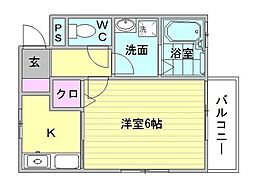 ドリームK 1Kの間取図画像
