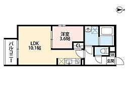 ランペドゥーザ 1LDKの間取図画像