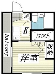 ジュネパレス座間12B 1Kの間取図画像