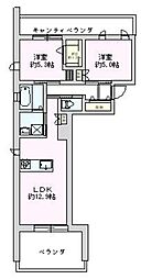 シャレーリブラン 2LDKの間取図画像