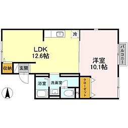 奥野ハイツ 1LDKの間取図画像