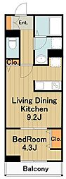 リーブルファイン相模原共和 1LDKの間取図画像