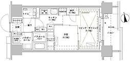 パークスフイア牛込神楽坂 1LDKの間取図画像