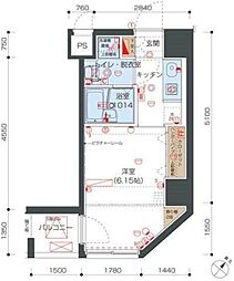 リヴシティ向島 5階1Kの間取り