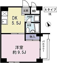 アパルトマン喜美よし 1DKの間取図画像